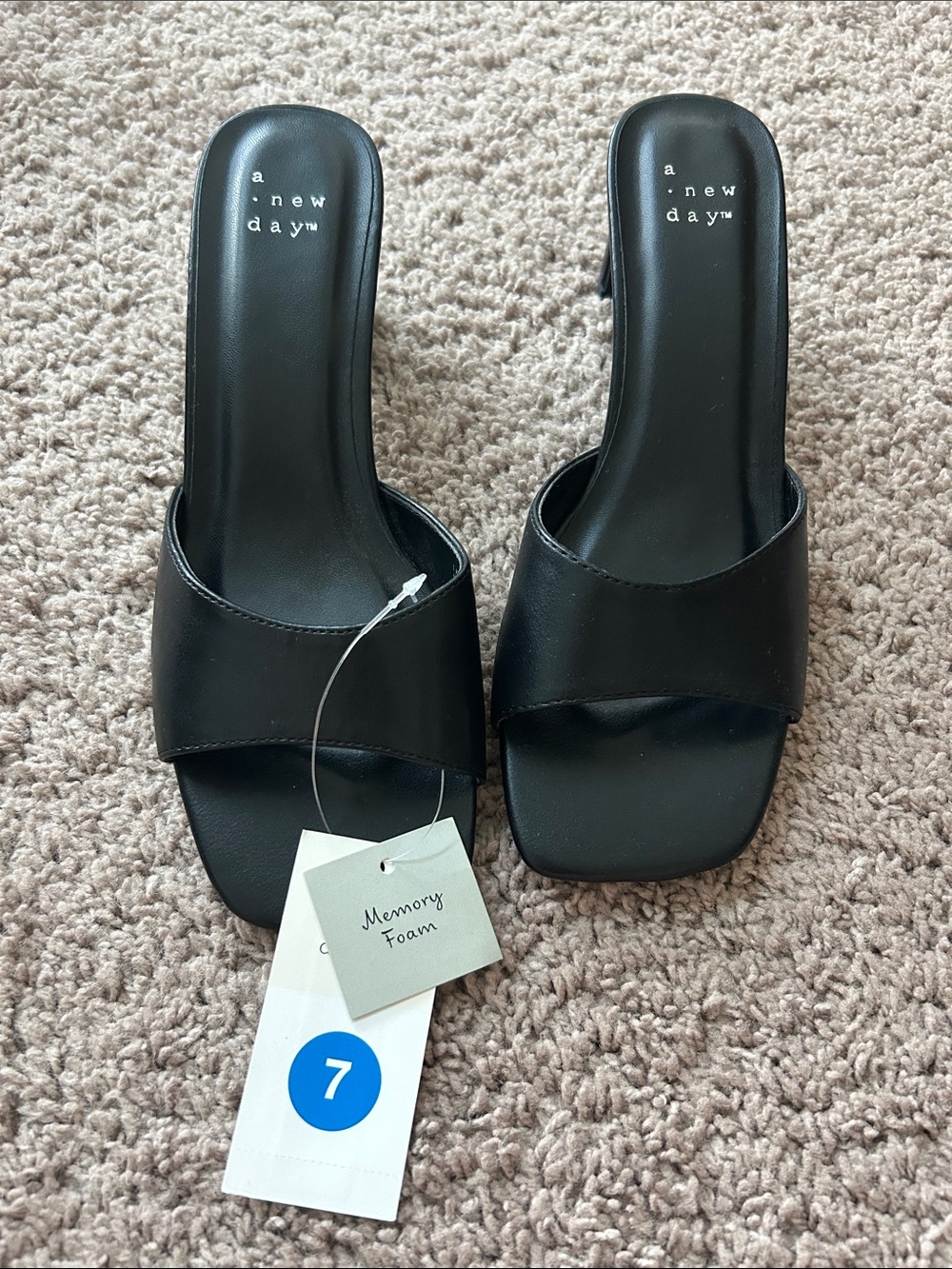 a new day Black Square-Toe slide heel